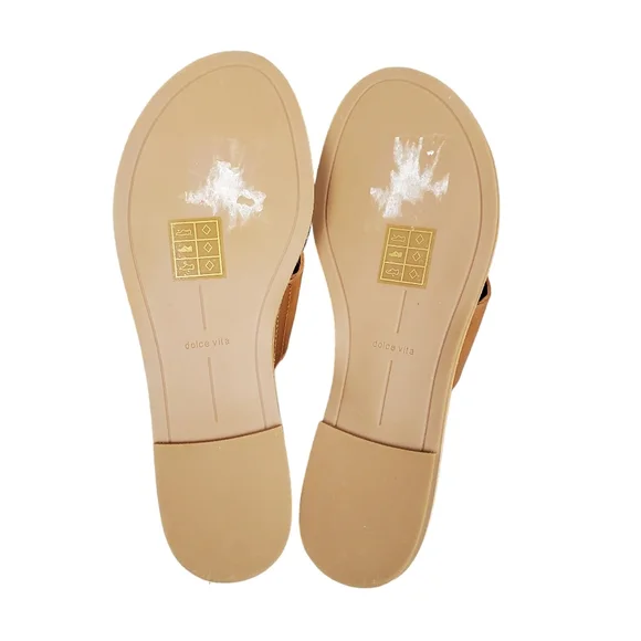 Dolce Vita Womens Chaia Tan Leather Slide Sandals Shoes Size 6 - Picture 6 of 8